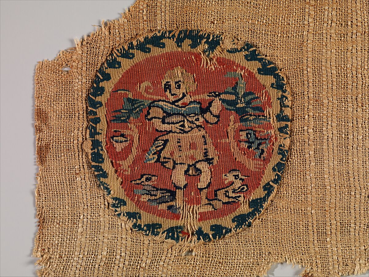 Textile Fragment, Wool, linen; plain weave, tapestry weave 
