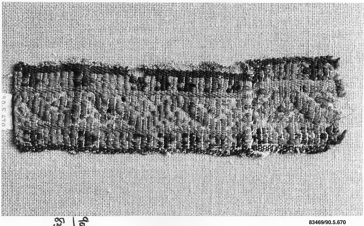 Textile Fragment, Wool, linen; plain weave, brocaded (?) 
