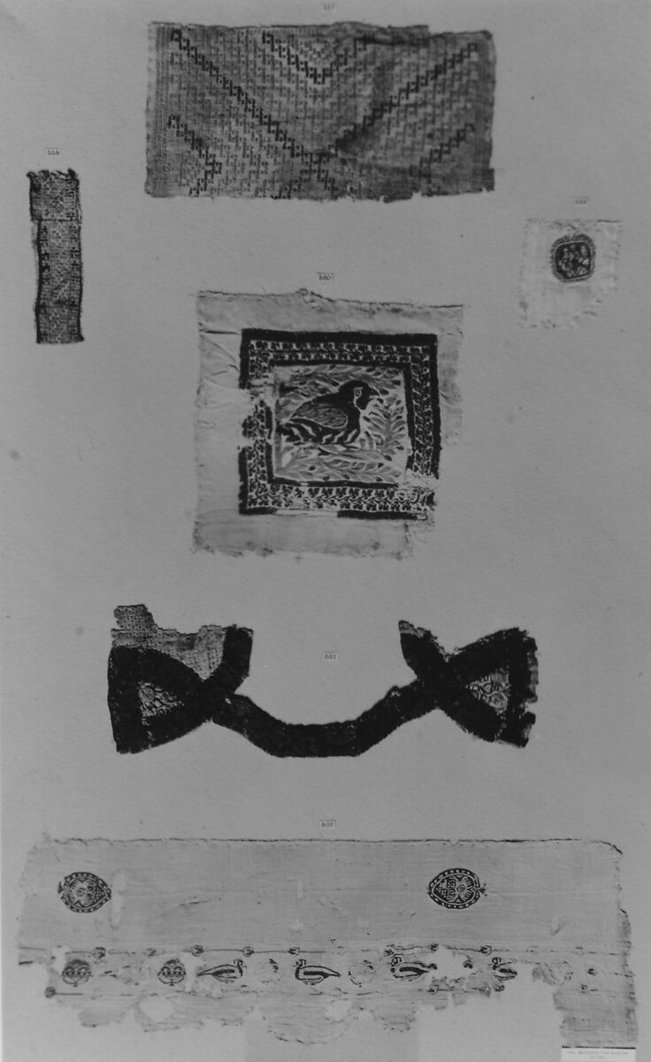 Textile Fragment, Wool, linen; plain weave, brocaded (?)
