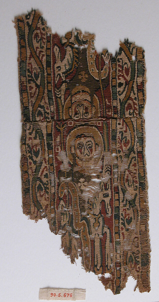 Fragment of Shoulder Band, Wool, linen; tapestry weave 