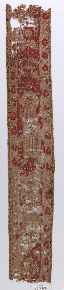 Fragment of Shoulder Band, Wool, linen; tapestry weave 