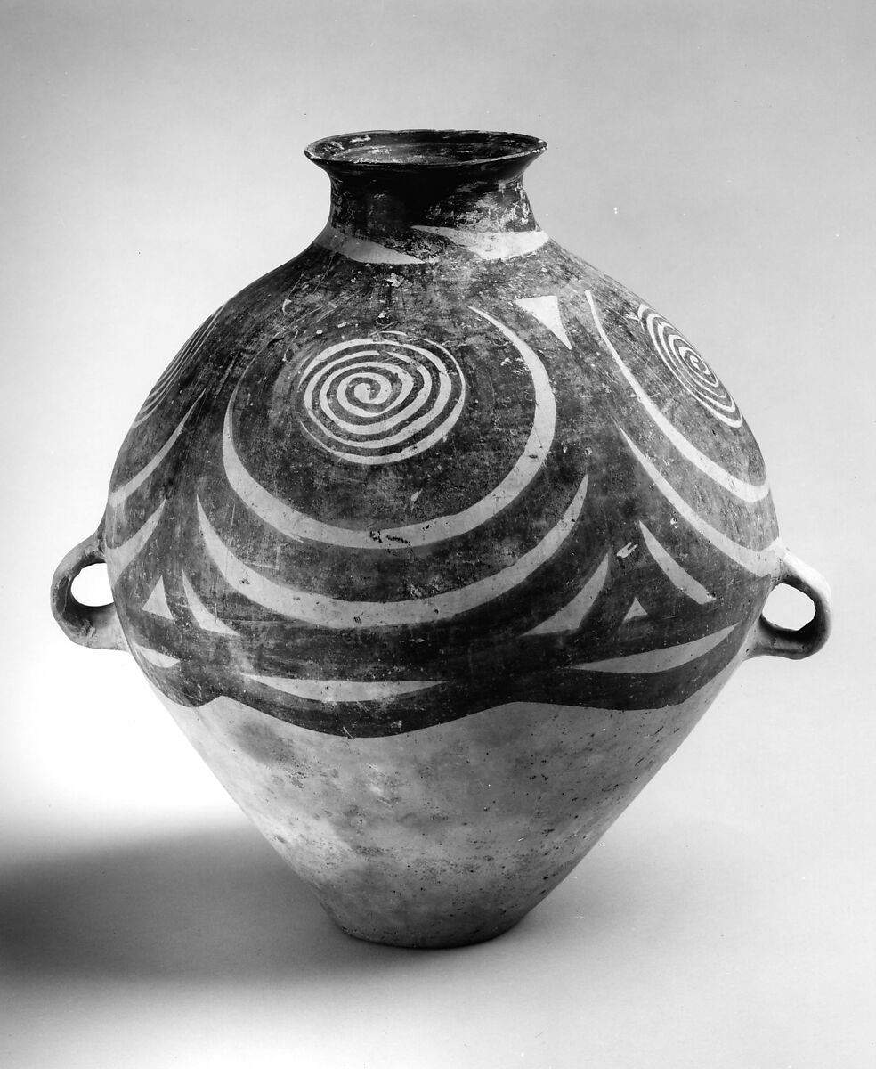 Jar with Spiral Decoration, Earthenware with pigment, China 