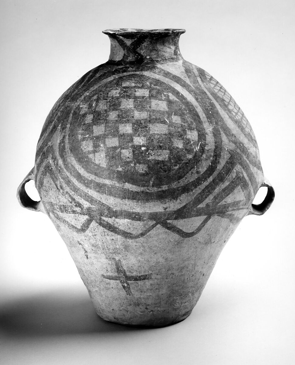 Ovoid Jar (Hu), Earthenware with pigment, China 