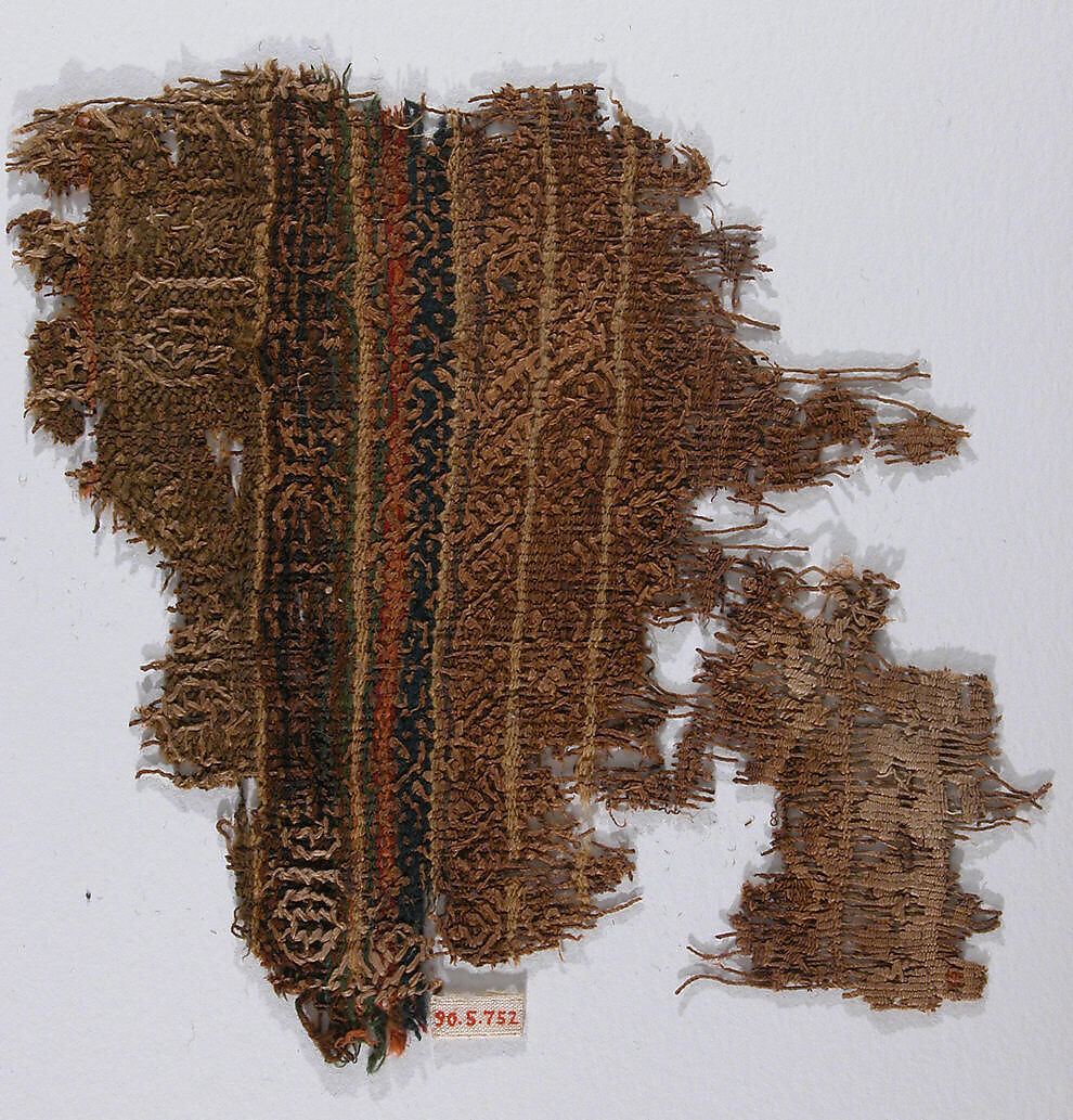 Textile Fragment, Wool, linen; plain weave, embroidered (?) 