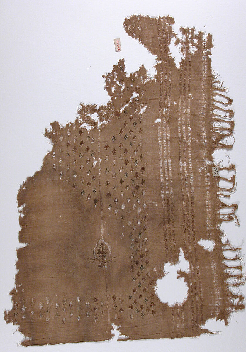 Textile Fragment, Wool, linen; plain weave, tapestry weave