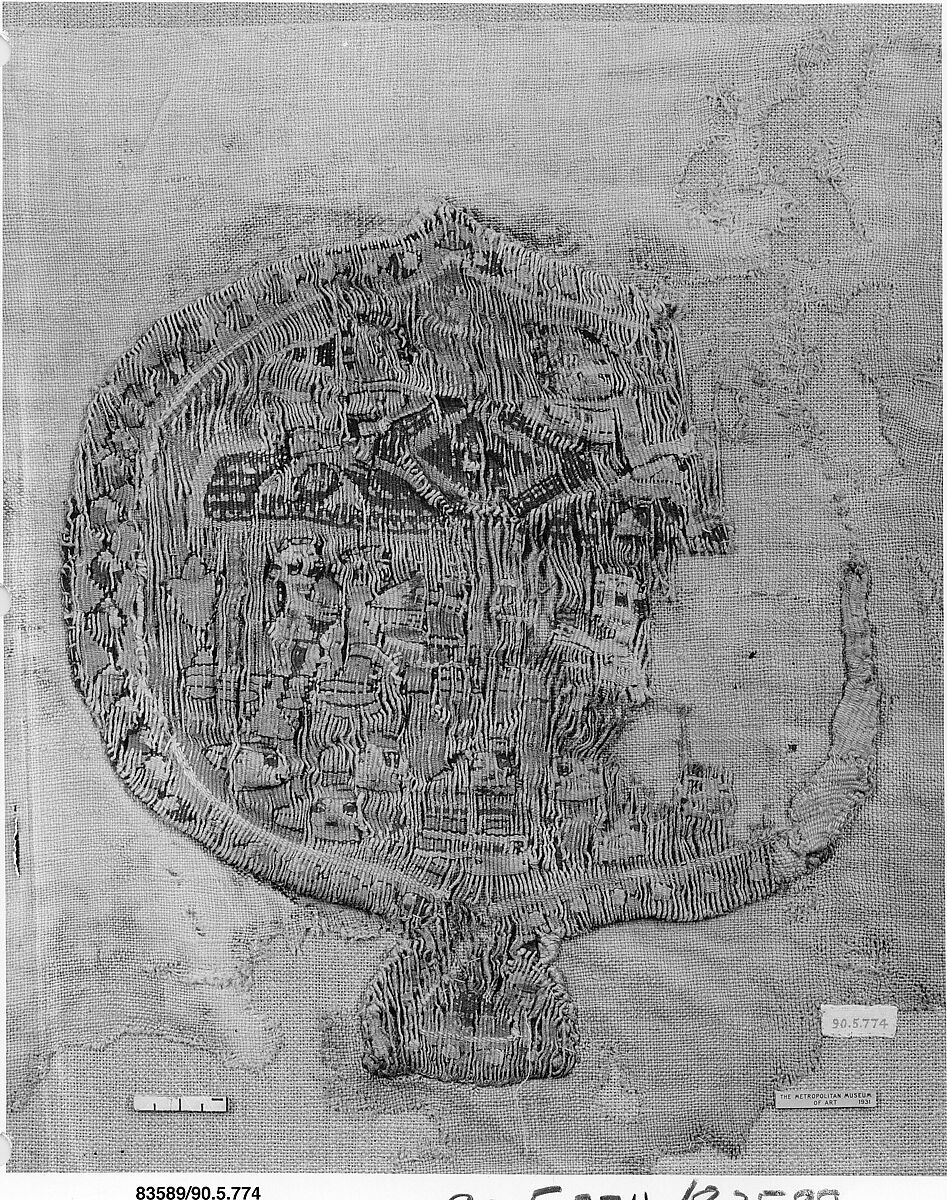 Textile Fragment, Wool, linen; plain weave, tapestry weave