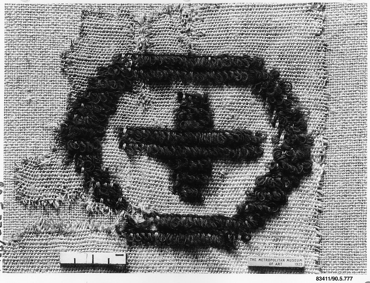 Textile Fragment, Wool, linen; plain weave, weft loop weave