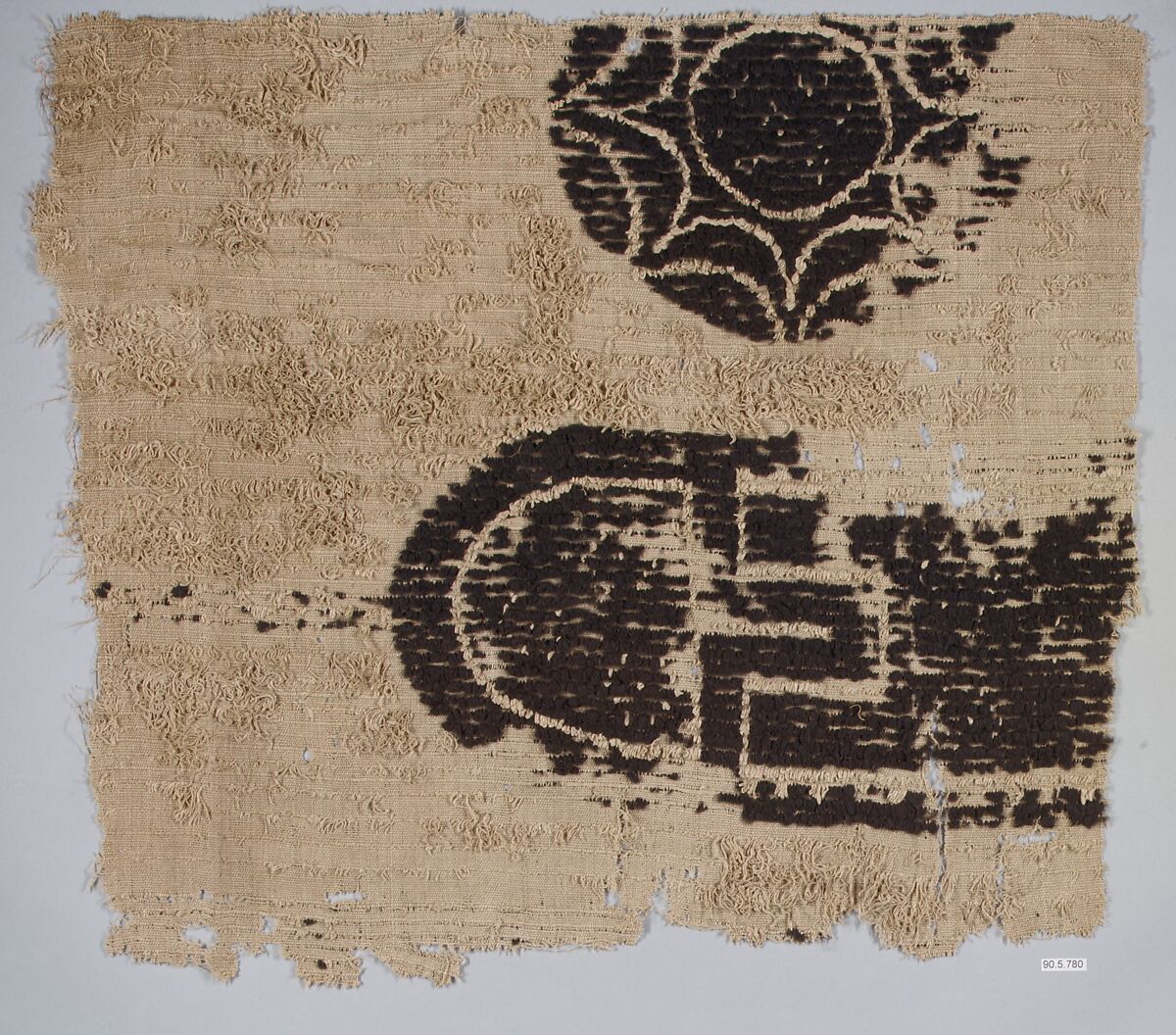 Textile Fragment, Wool, linen; plain weave, weft loop weave 
