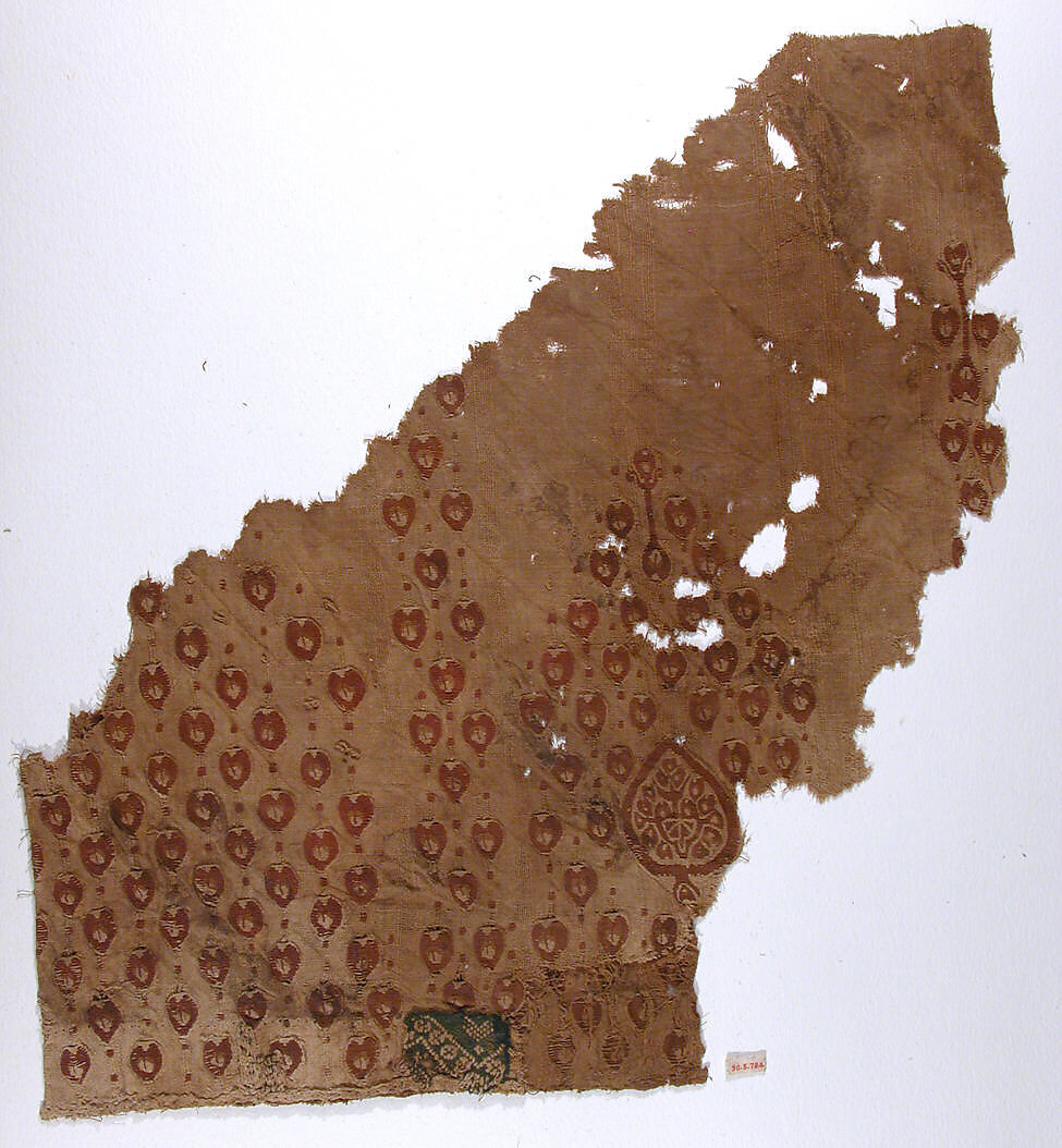 Textile Fragment, Wool, linen; plain weave, tapestry weave 