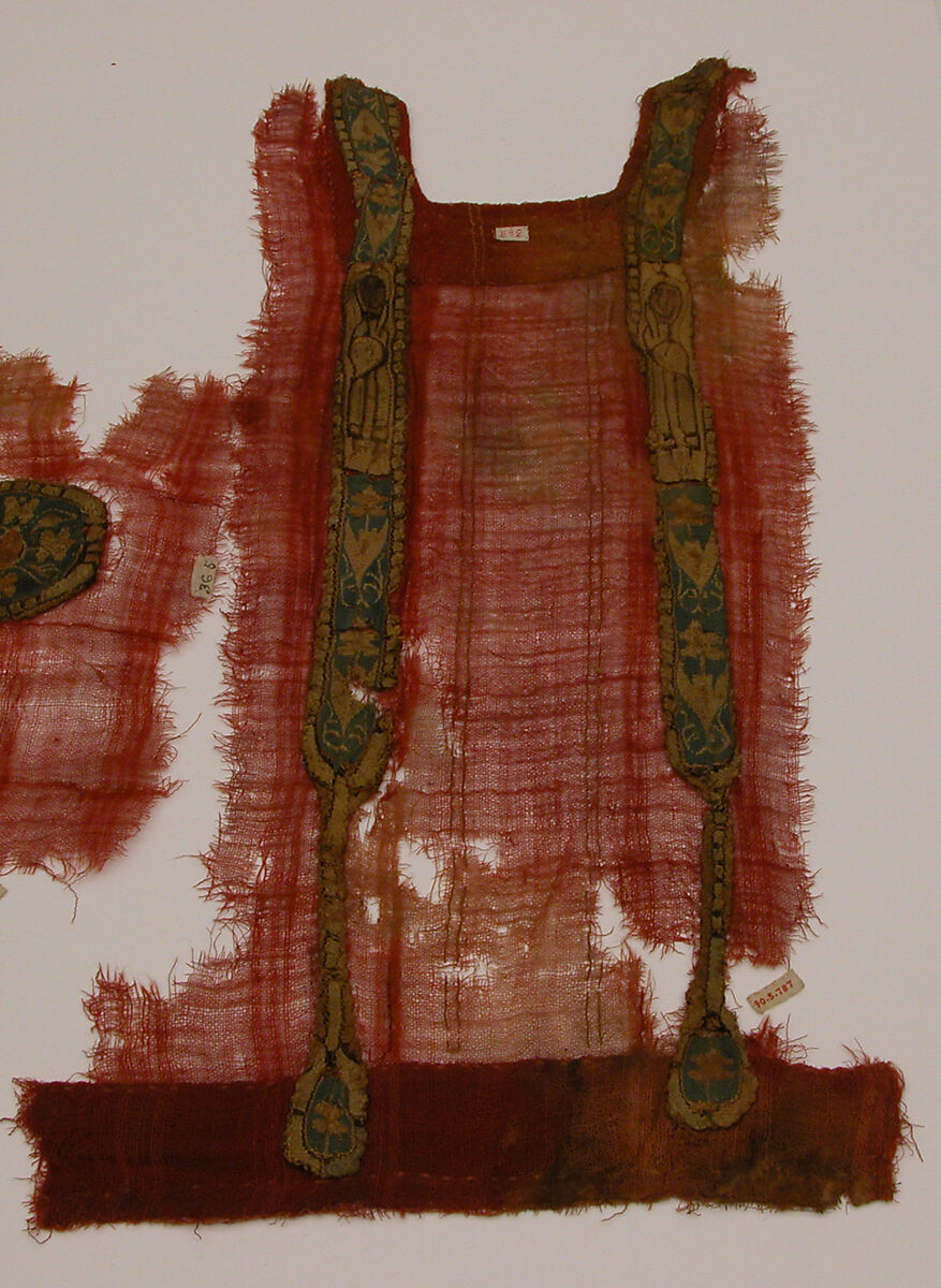 Tunic Fragment with Applied Bands, Wool, linen; plain weave, tapestry weave