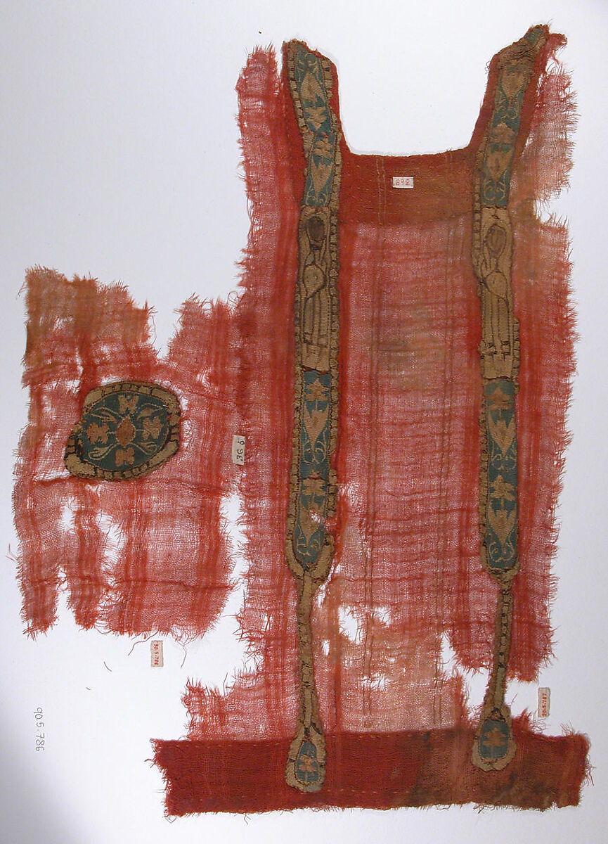 Tunic Fragment with Applied Bands, Wool, linen; plain weave, tapestry weave 