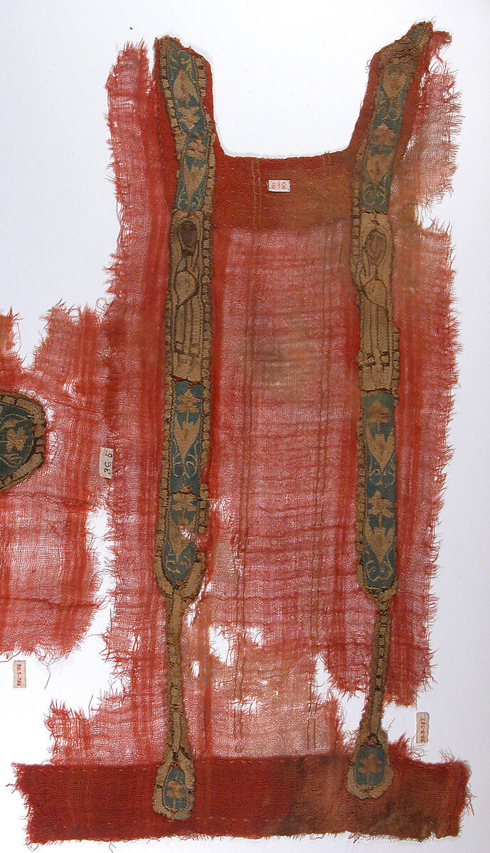 Tunic Fragment with Applied Bands, Wool, linen; plain weave, tapestry weave