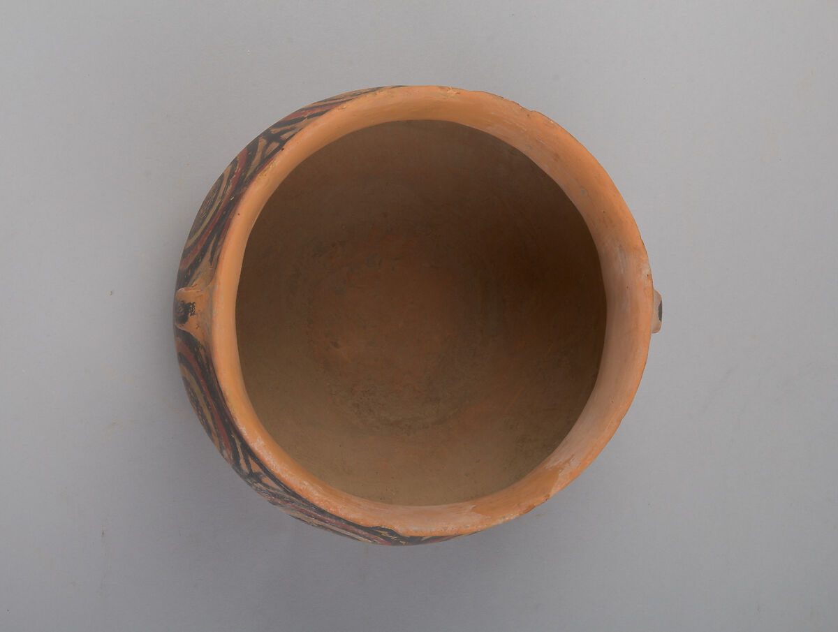 Jar with Spiral Decoration and Cross Hatching, Earthenware with pigment, China