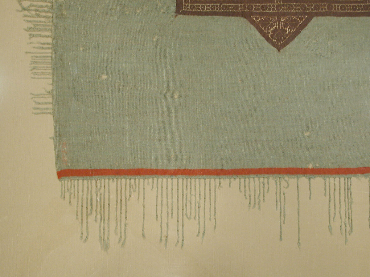 Fragment of a Cover with Geometric and Interlace Decoration, Wool, linen; plain weave, tapestry weave