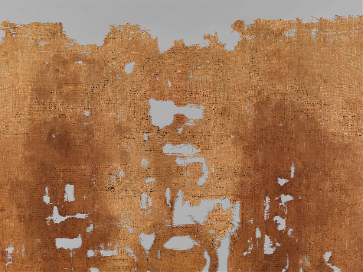 Textile Fragment, Wool, linen; plain weave, weft loop weave