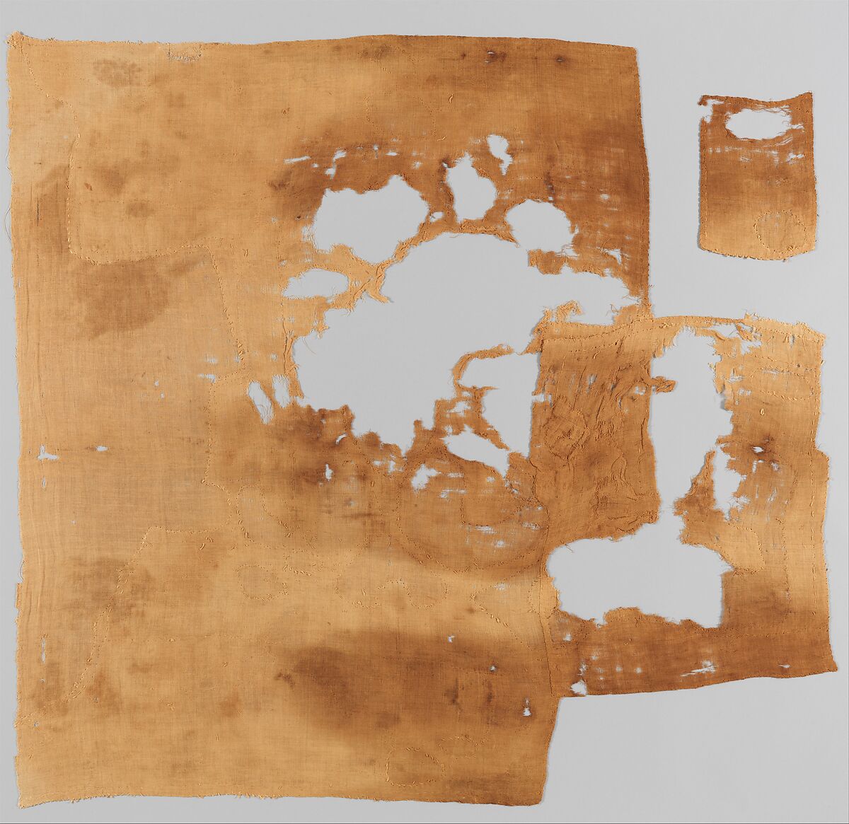 Textile Fragment, Wool, linen; plain weave, weft loop weave