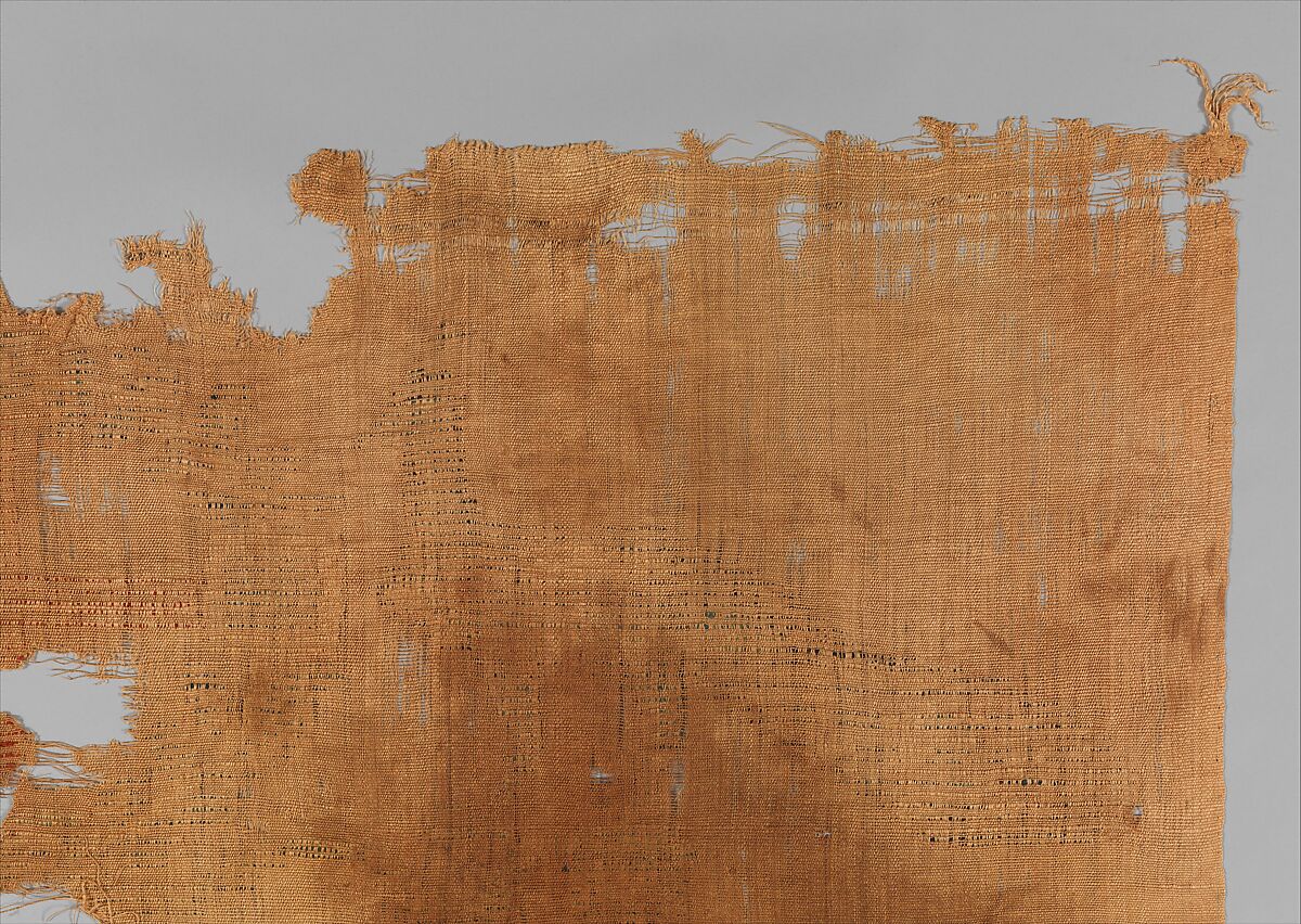 Textile Fragment, Wool, linen; plain weave, weft loop weave