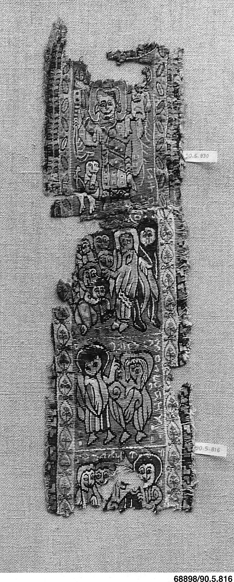 Vertical Band from a Tunic, Wool, linen; tapestry weave