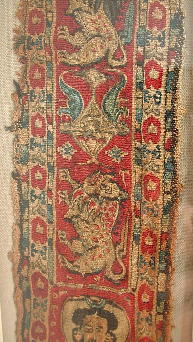 Vertical Band from a Tunic, Wool, linen; tapestry weave