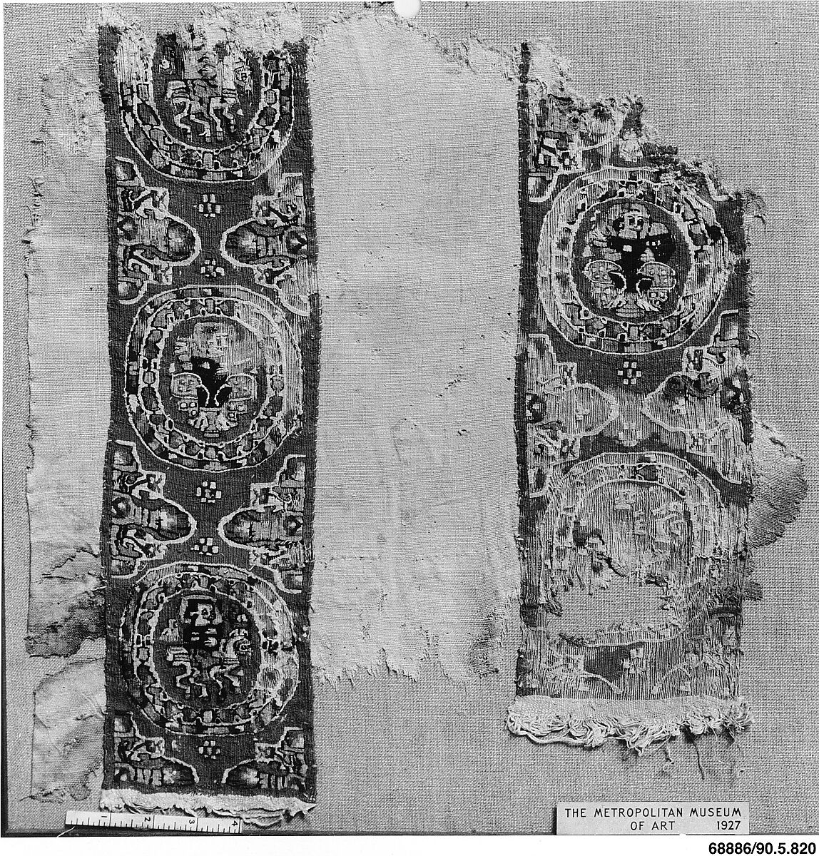 Textile Fragment, Wool, linen; plain weave, tapestry weave