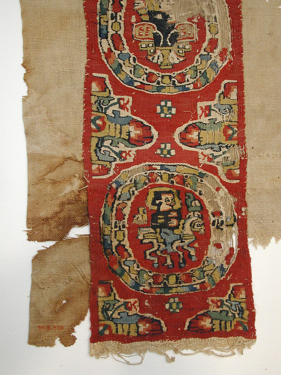 Textile Fragment, Wool, linen; plain weave, tapestry weave