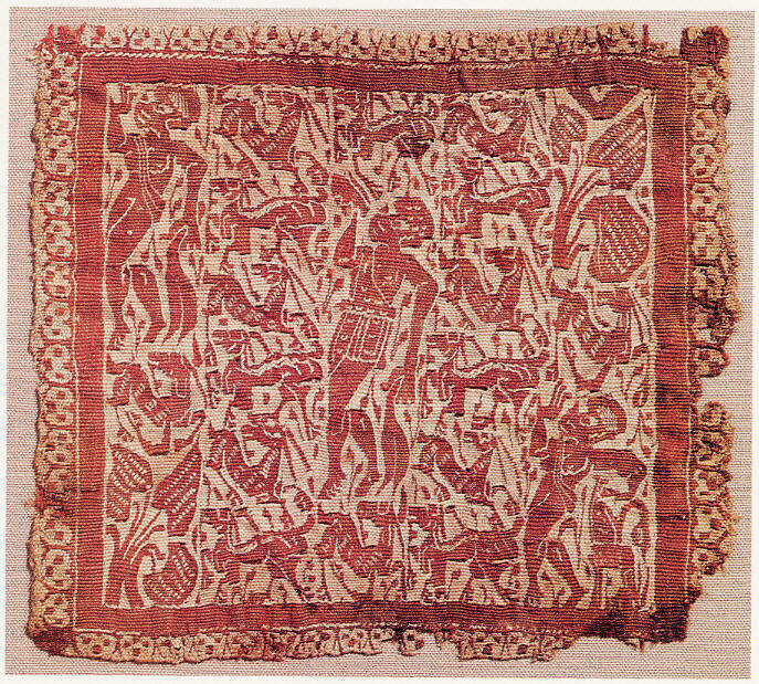 Square with Bucolic Landscape, Linen, wool; plain weave, tapestry weave