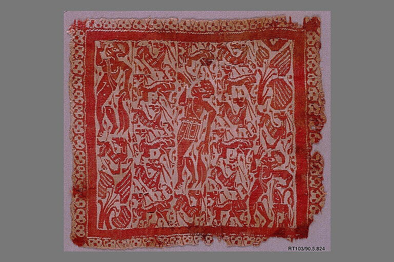 Square with Bucolic Landscape, Linen, wool; plain weave, tapestry weave