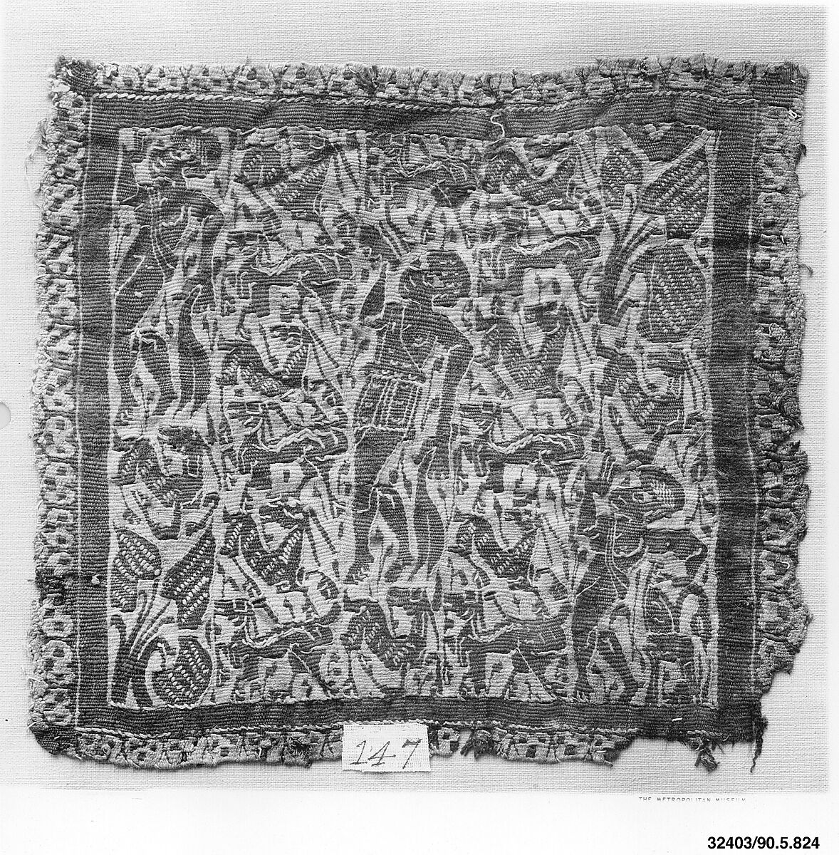 Square with Bucolic Landscape, Linen, wool; plain weave, tapestry weave