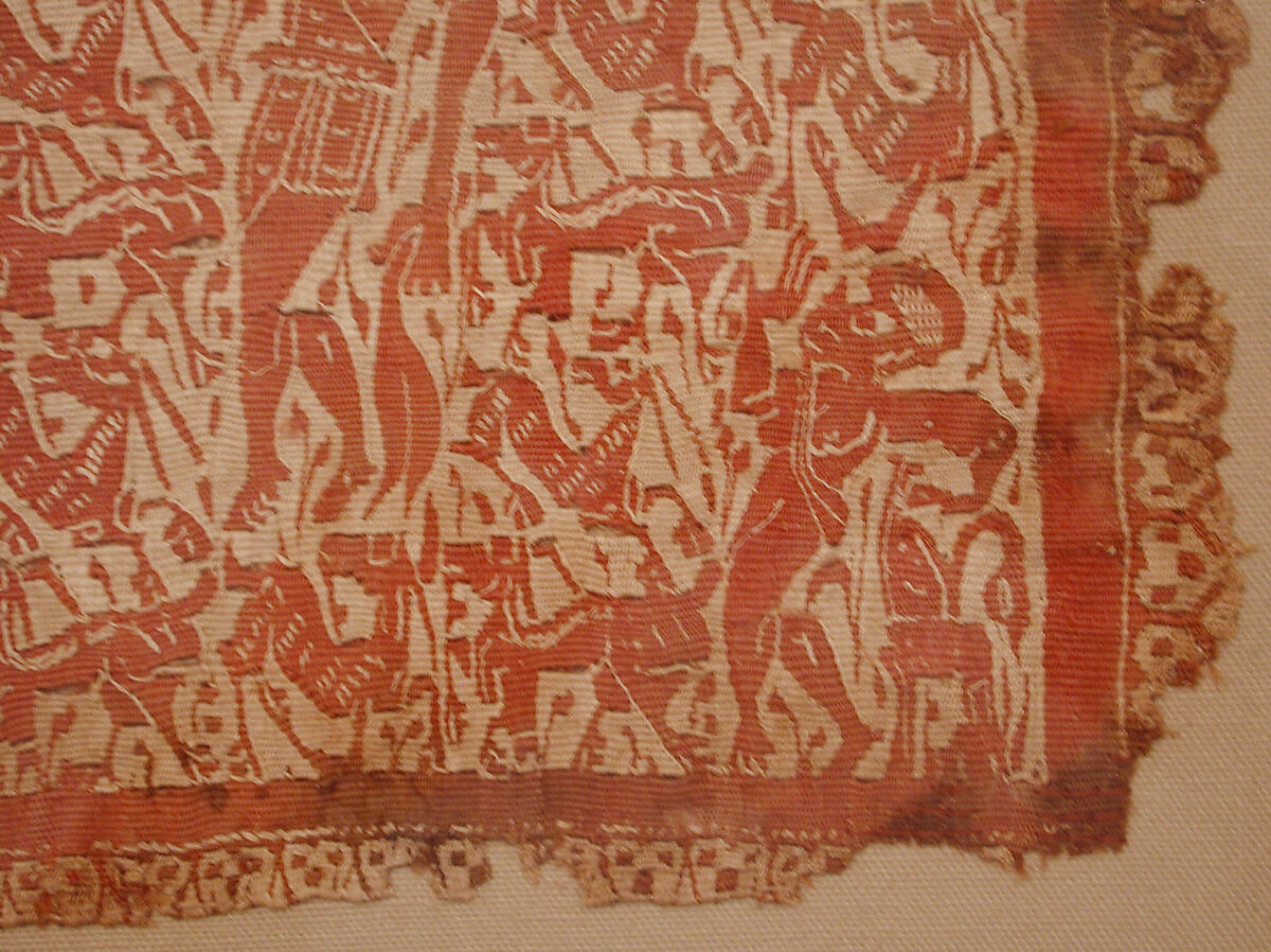 Square with Bucolic Landscape, Linen, wool; plain weave, tapestry weave