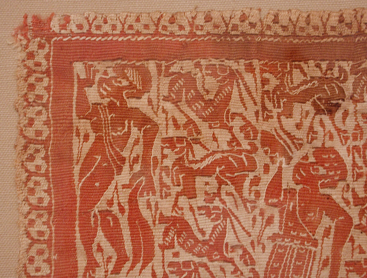 Square with Bucolic Landscape, Linen, wool; plain weave, tapestry weave