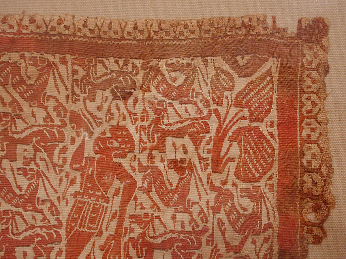 Square with Bucolic Landscape, Linen, wool; plain weave, tapestry weave