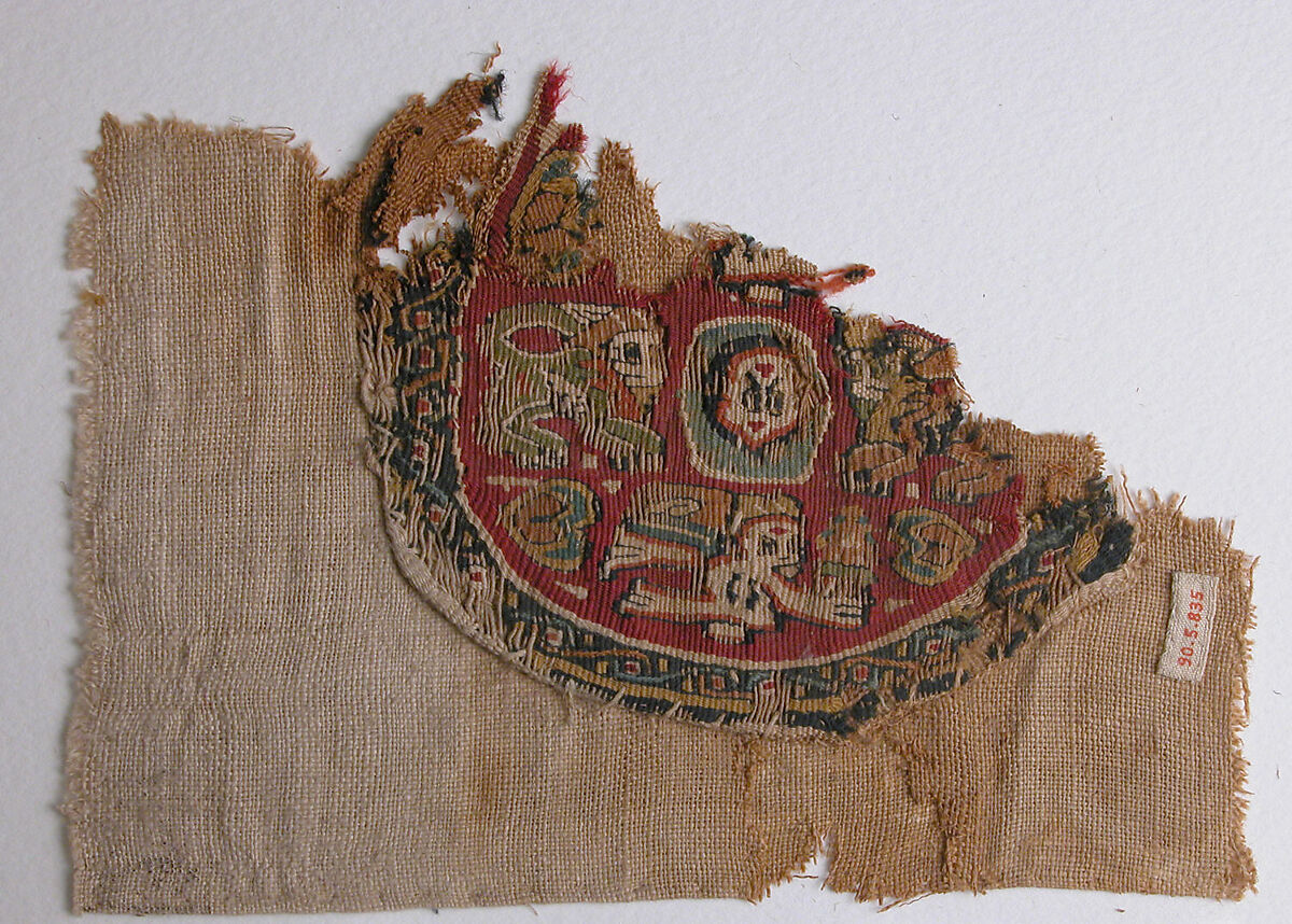 Fragment of Roundel, Linen, wool 