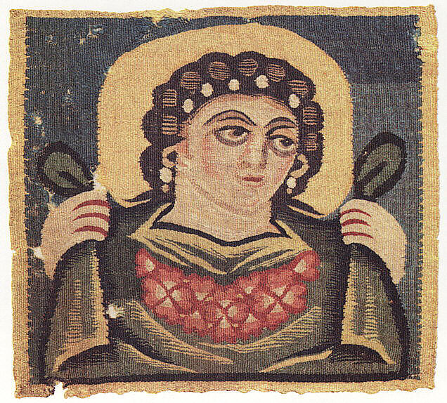 Tabula (Square) with the Head of Spring, Linen, wool