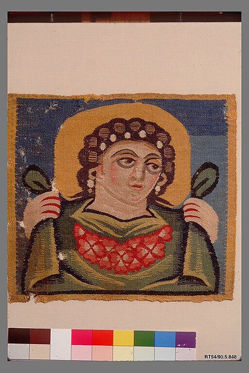 Tabula (Square) with the Head of Spring, Linen, wool