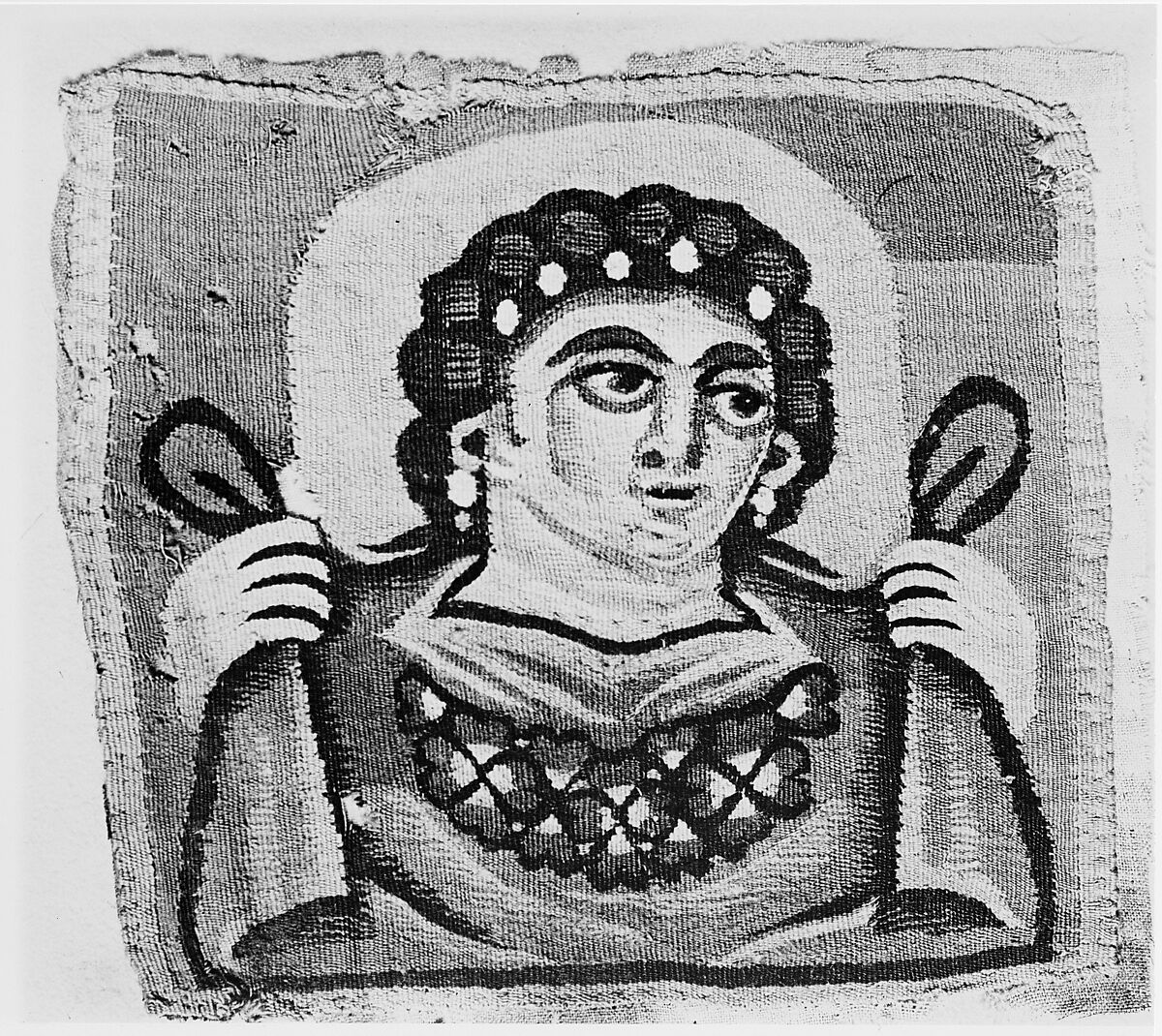 Tabula (Square) with the Head of Spring, Linen, wool