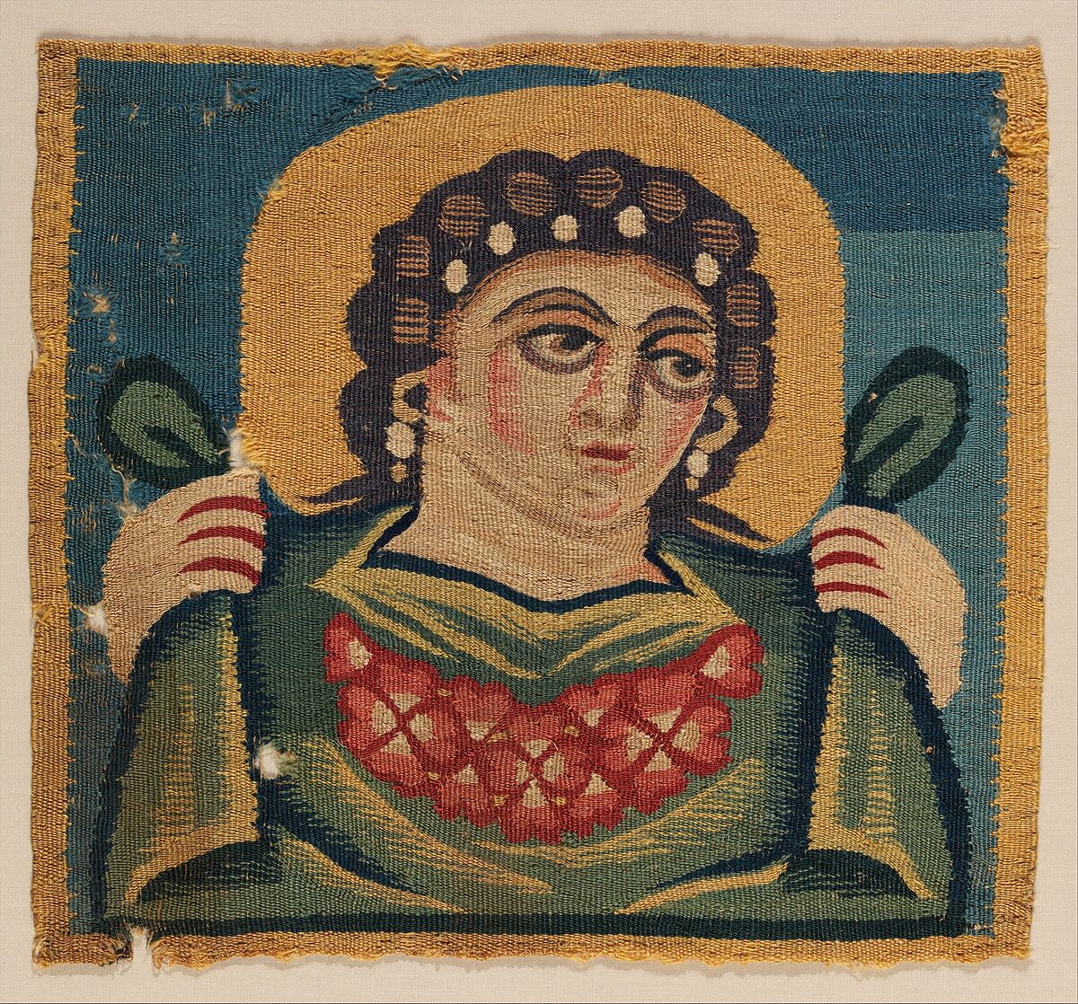 Tabula (Square) with the Head of Spring, Linen, wool 