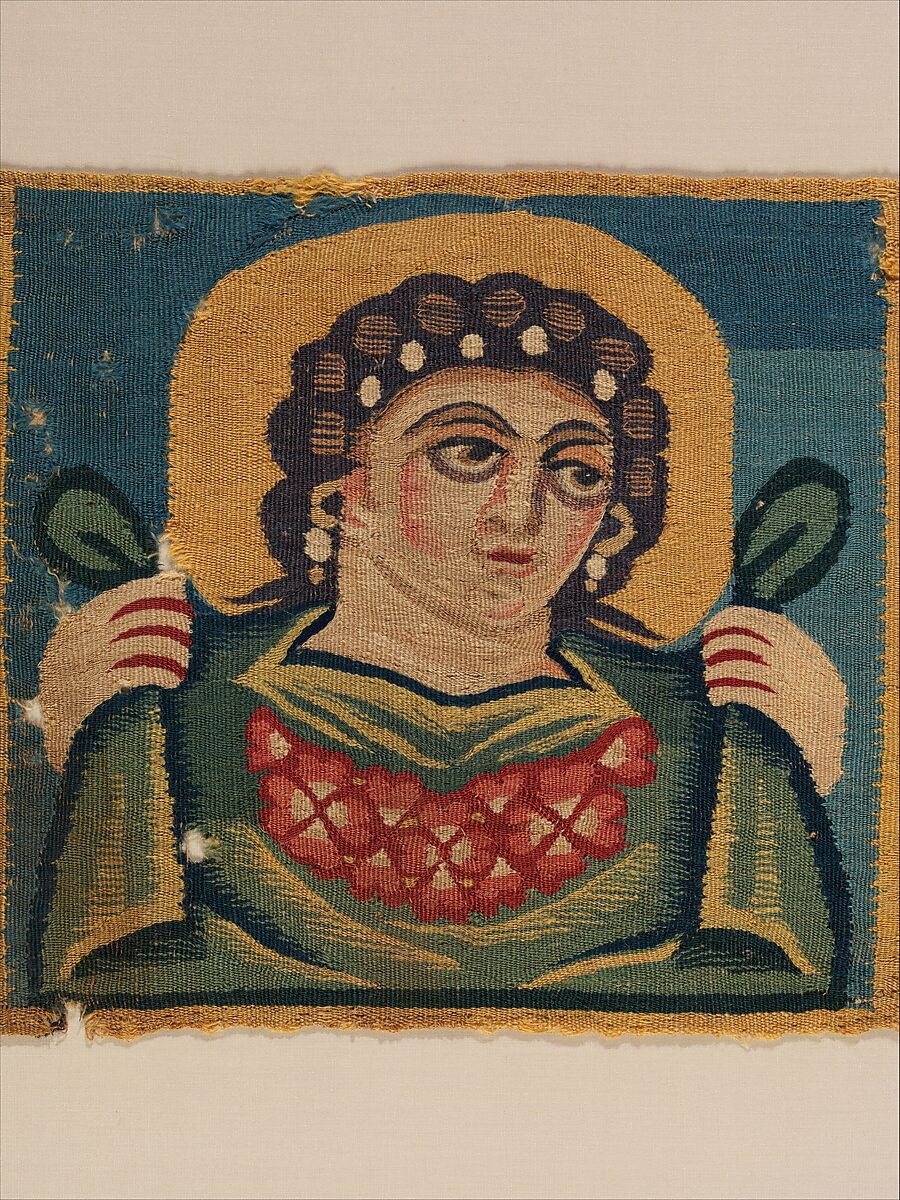Tabula (Square) with the Head of Spring, Linen, wool