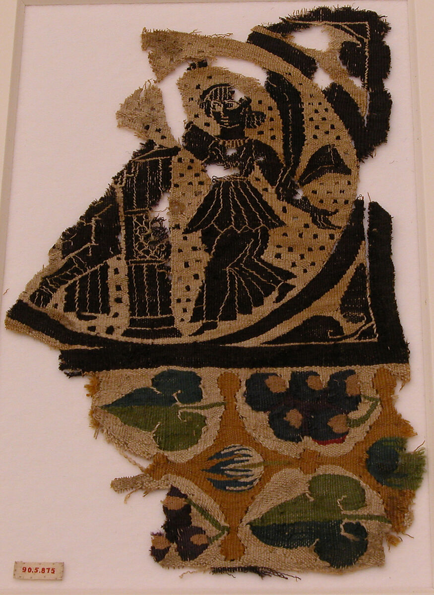 Fragment with Two Figures, Linen, wool