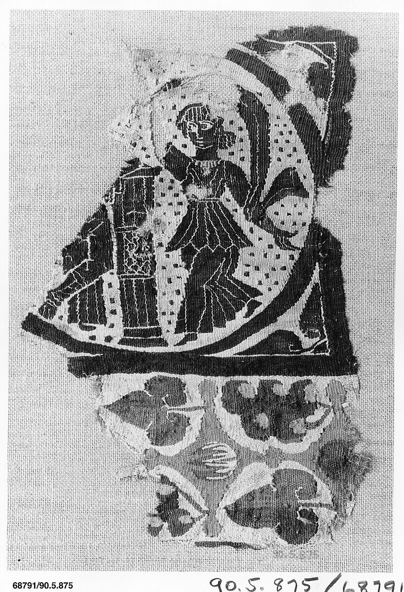 Fragment with Two Figures, Linen, wool