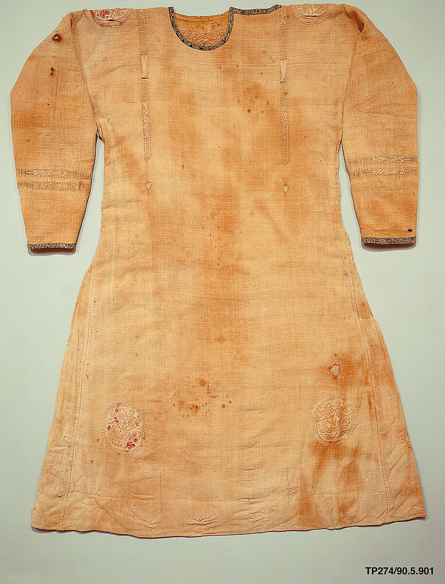 Tunic, Linen, wool, and silk