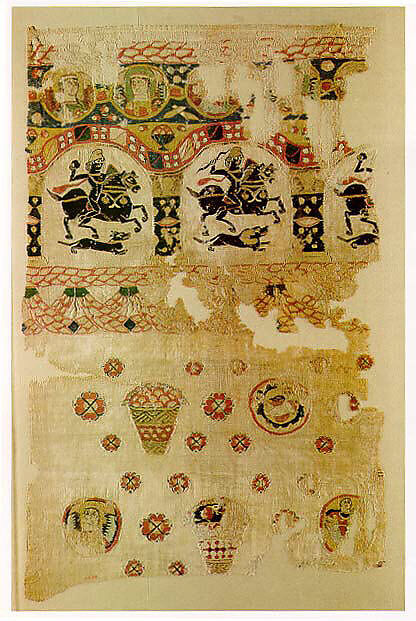 Fragment from a Coptic Hanging, Linen, wool; plain weave, tapestry-weave