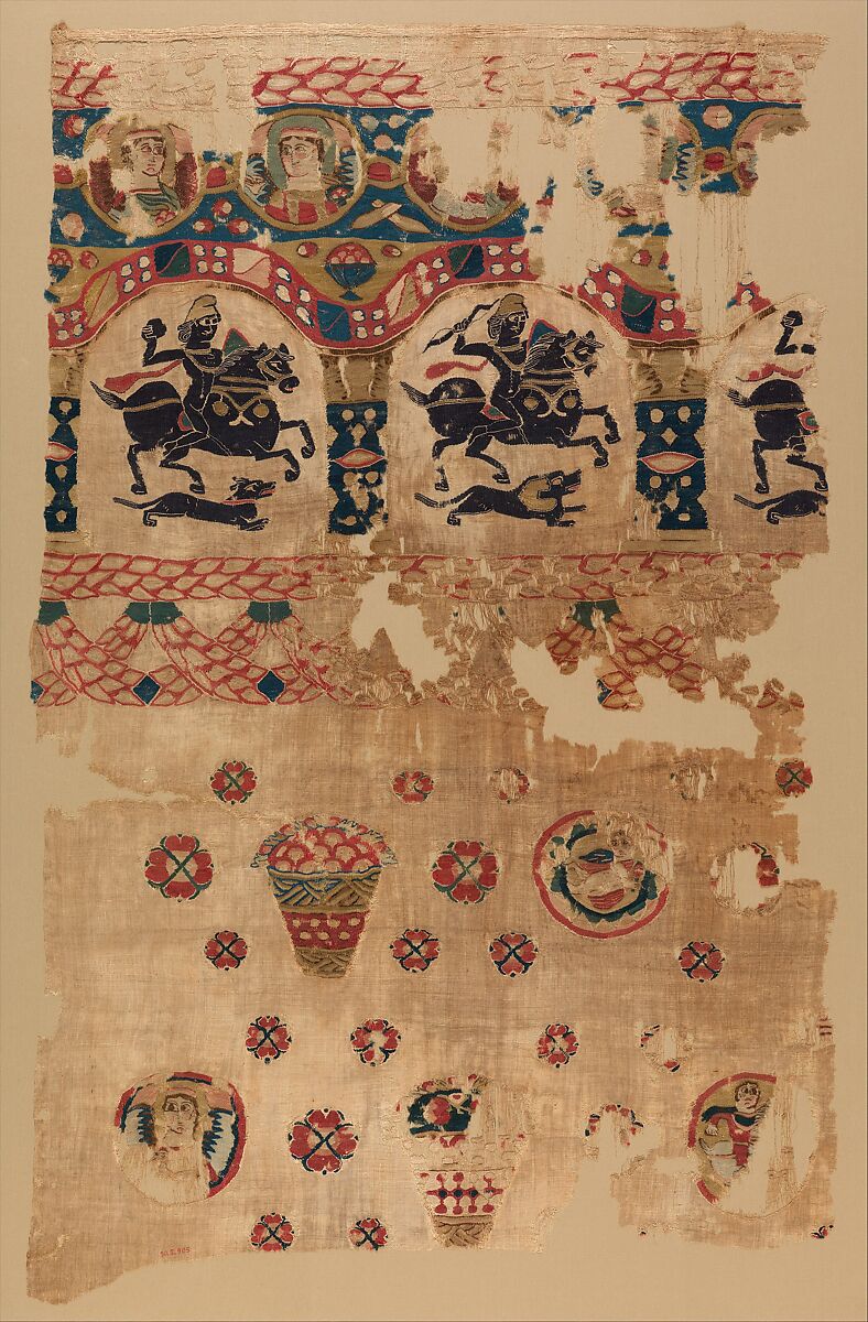 Fragment from a Coptic Hanging, Linen, wool; plain weave, tapestry-weave