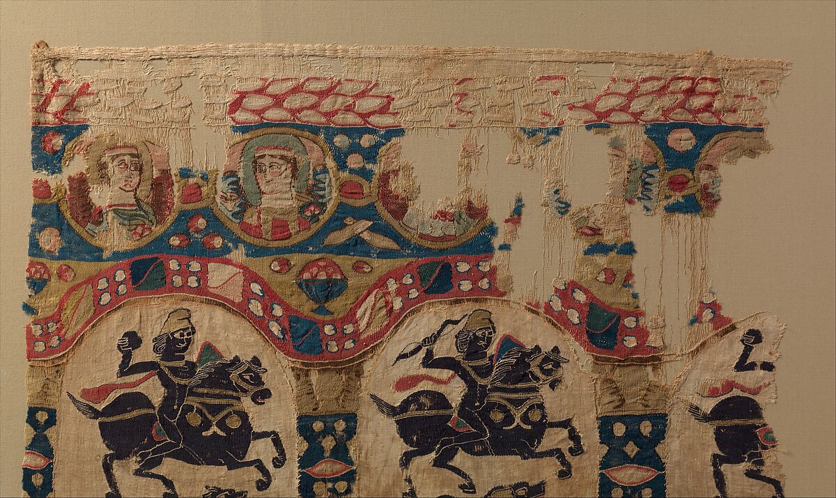 Fragment from a Coptic Hanging, Linen, wool; plain weave, tapestry-weave