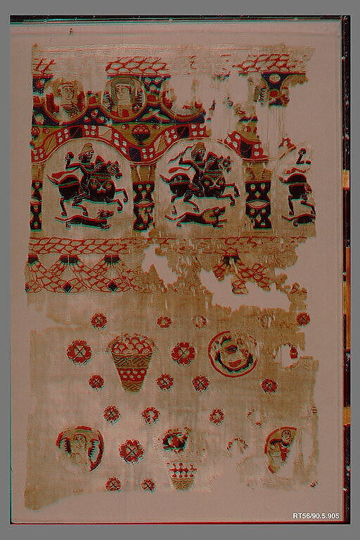 Fragment from a Coptic Hanging, Linen, wool; plain weave, tapestry-weave