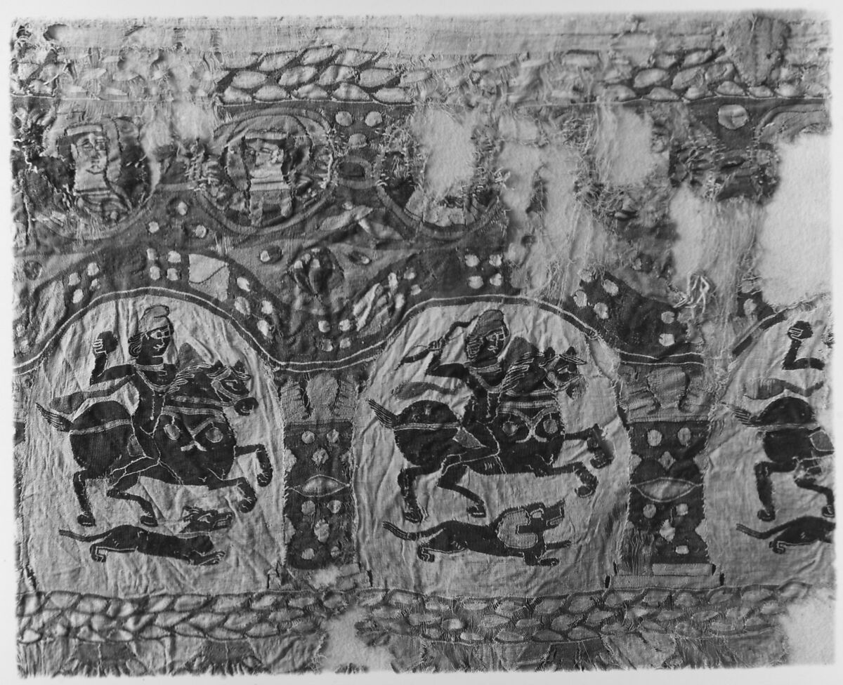 Fragment from a Coptic Hanging, Linen, wool; plain weave, tapestry-weave