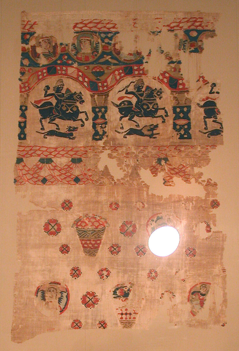 Fragment from a Coptic Hanging, Linen, wool; plain weave, tapestry-weave