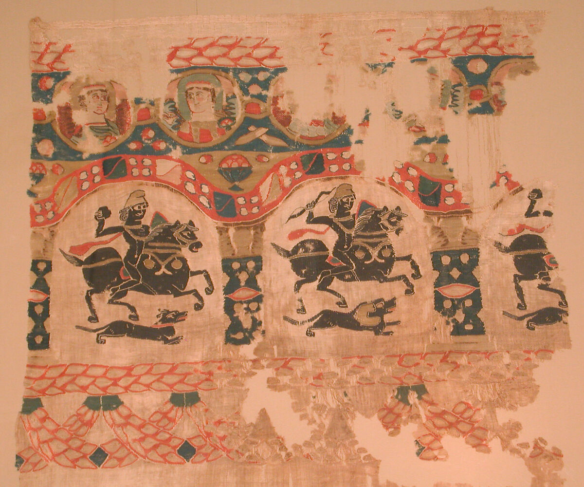 Fragment from a Coptic Hanging, Linen, wool; plain weave, tapestry-weave