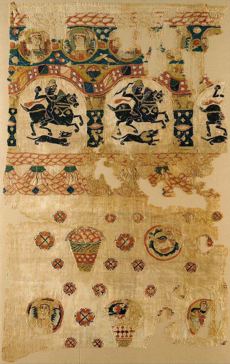 Fragment from a Coptic Hanging, Linen, wool; plain weave, tapestry-weave