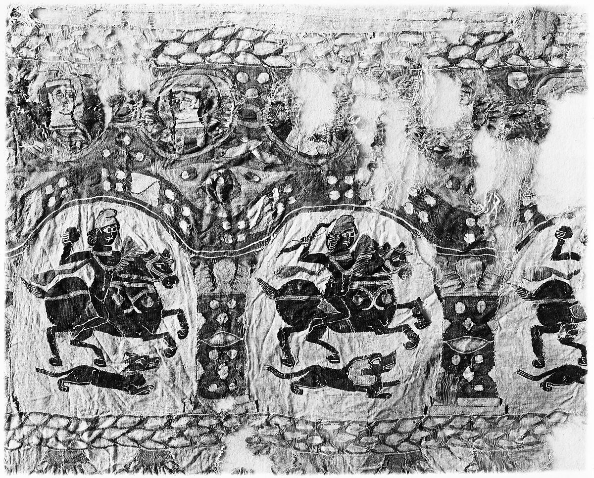 Fragment from a Coptic Hanging, Linen, wool; plain weave, tapestry-weave