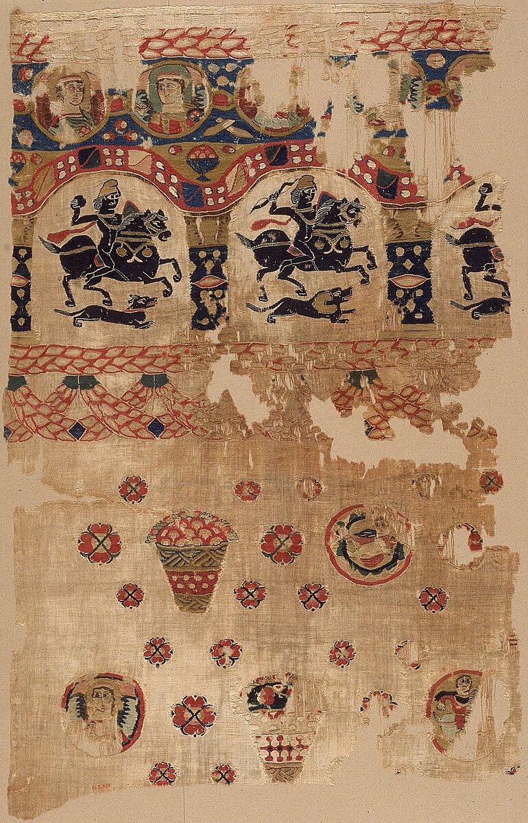 Fragment from a Coptic Hanging, Linen, wool; plain weave, tapestry-weave